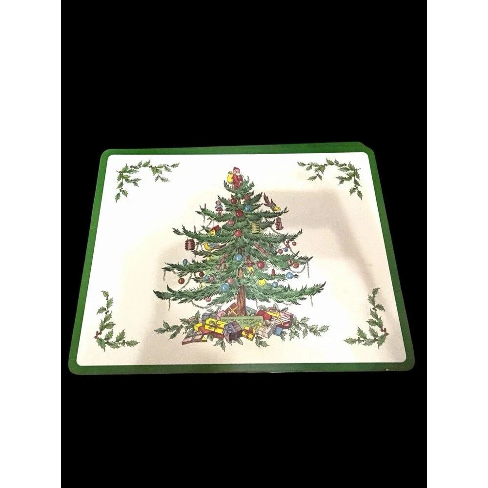3 Spode Christmas Tree Placemats Pimpernel Acrylic Cork Backed England